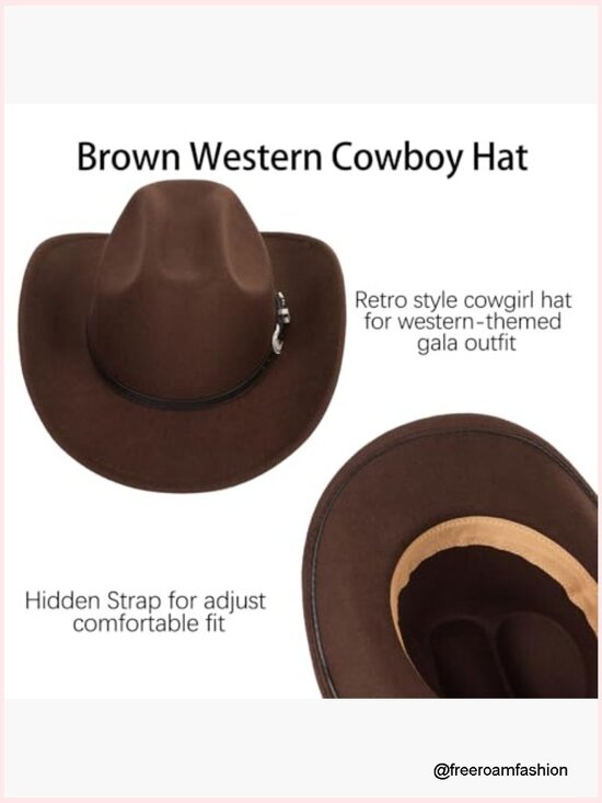 Western Cowboy Hat Classic Roll Up Fedora with Buckle Belt